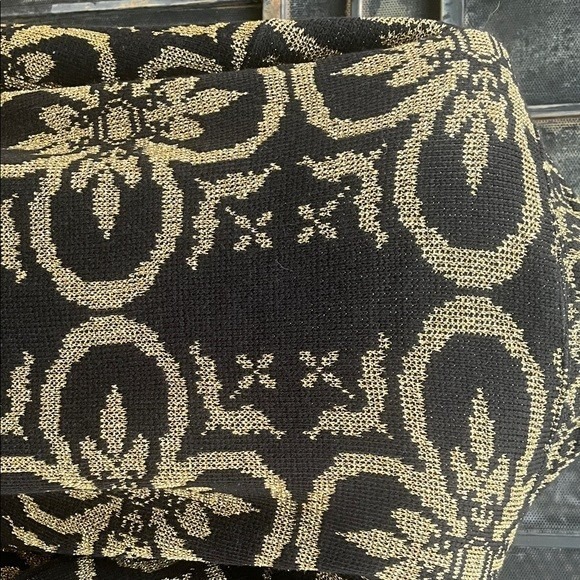 VTG Carriage Court Black Gold Metallic Knit‎ Open Front Cardigan Sweater Women - Picture 6 of 8